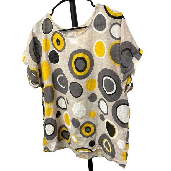 Retro 1988 Made In Italy 100% Cotton Circle Patterned Top - Picture 3 of 8